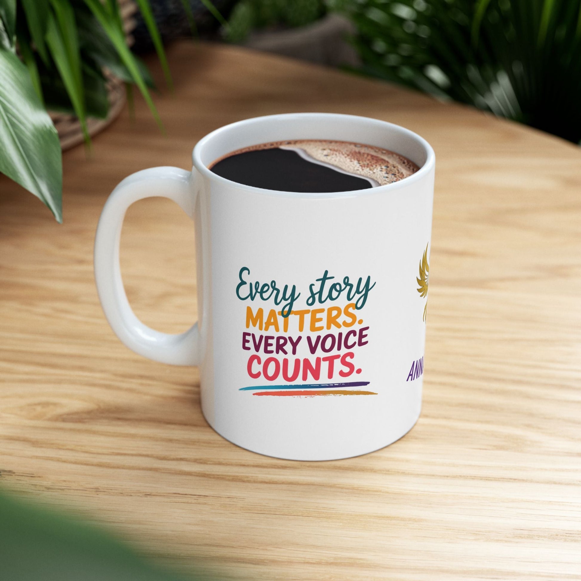 Survivor empowerment mug with message of strength.