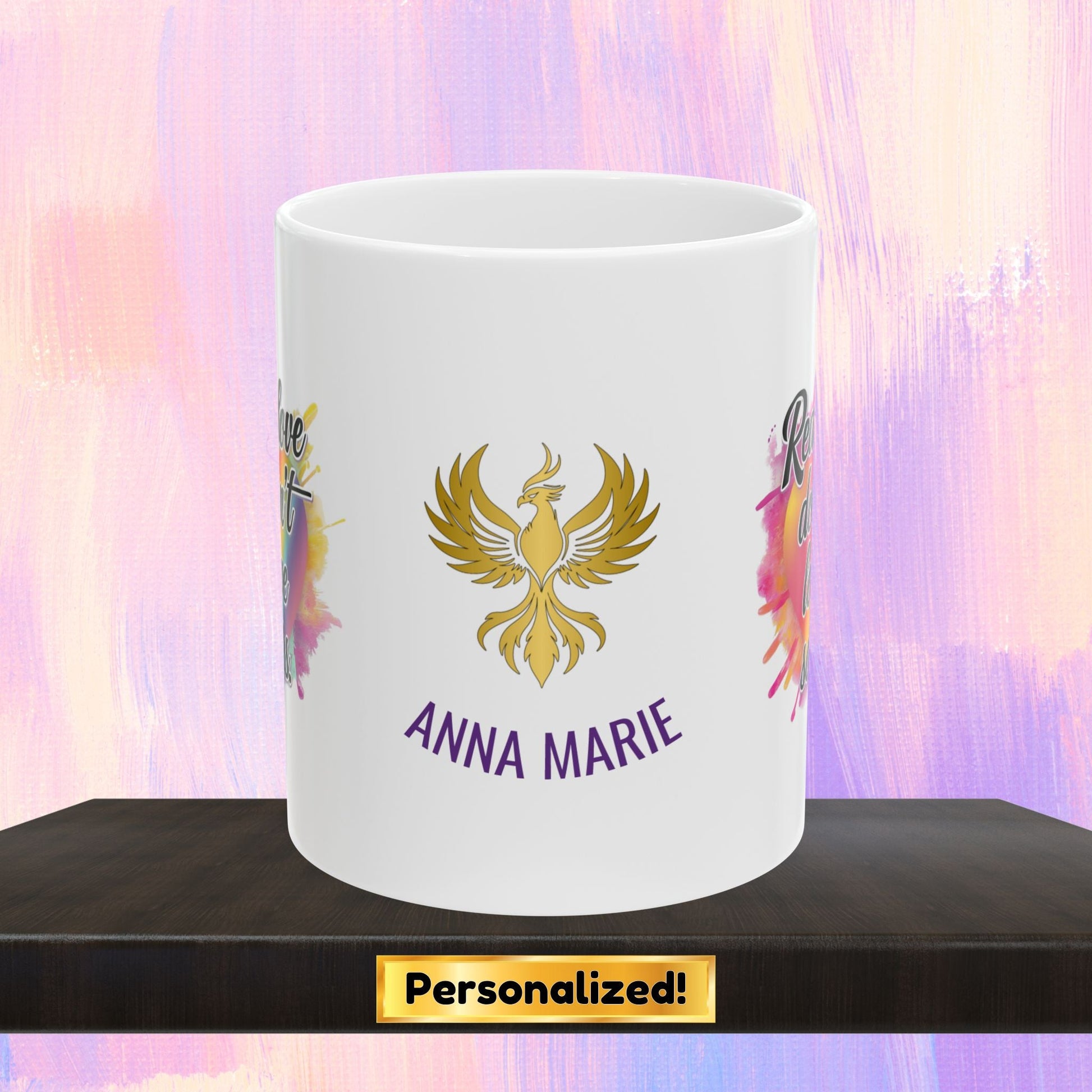 Healing mug with message about real love.