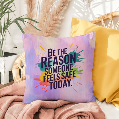 Be the Reason Someone Feels Safe Today personalized indoor/outdoor pillow for mental health support and survivor gift