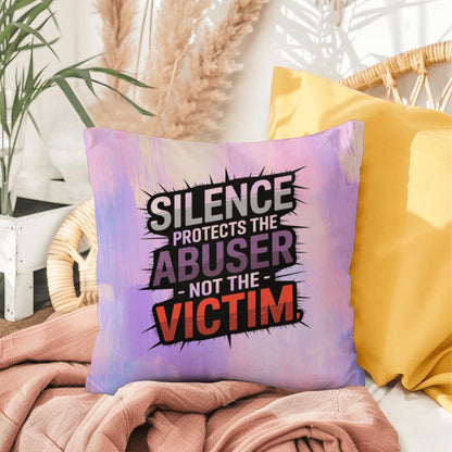 Silence Protects the Abuser, Not the Victim personalized indoor/outdoor pillow for survivor support and advocacy