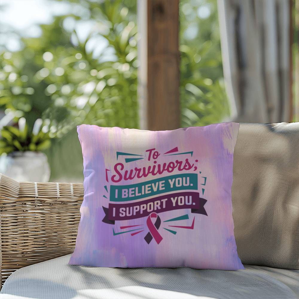 Rise & Reclaim Indoor/Outdoor Pillow – Support Survivors