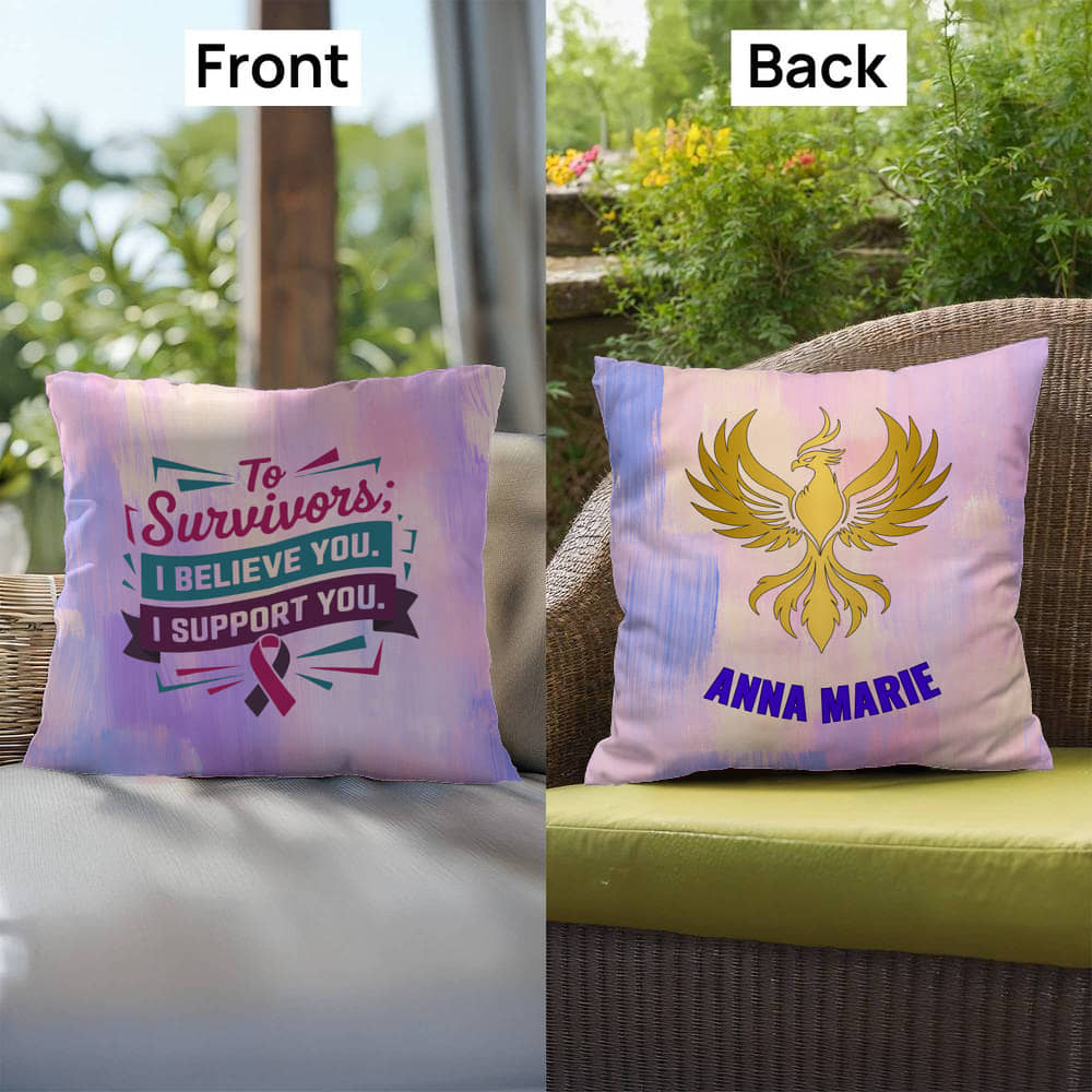 Rise & Reclaim Indoor/Outdoor Pillow – Support Survivors