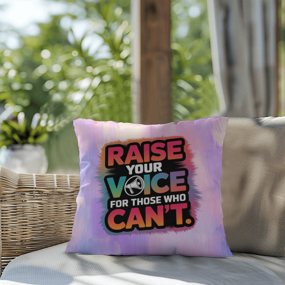 Rise & Reclaim Indoor/Outdoor Pillow – Voice for the Voiceless