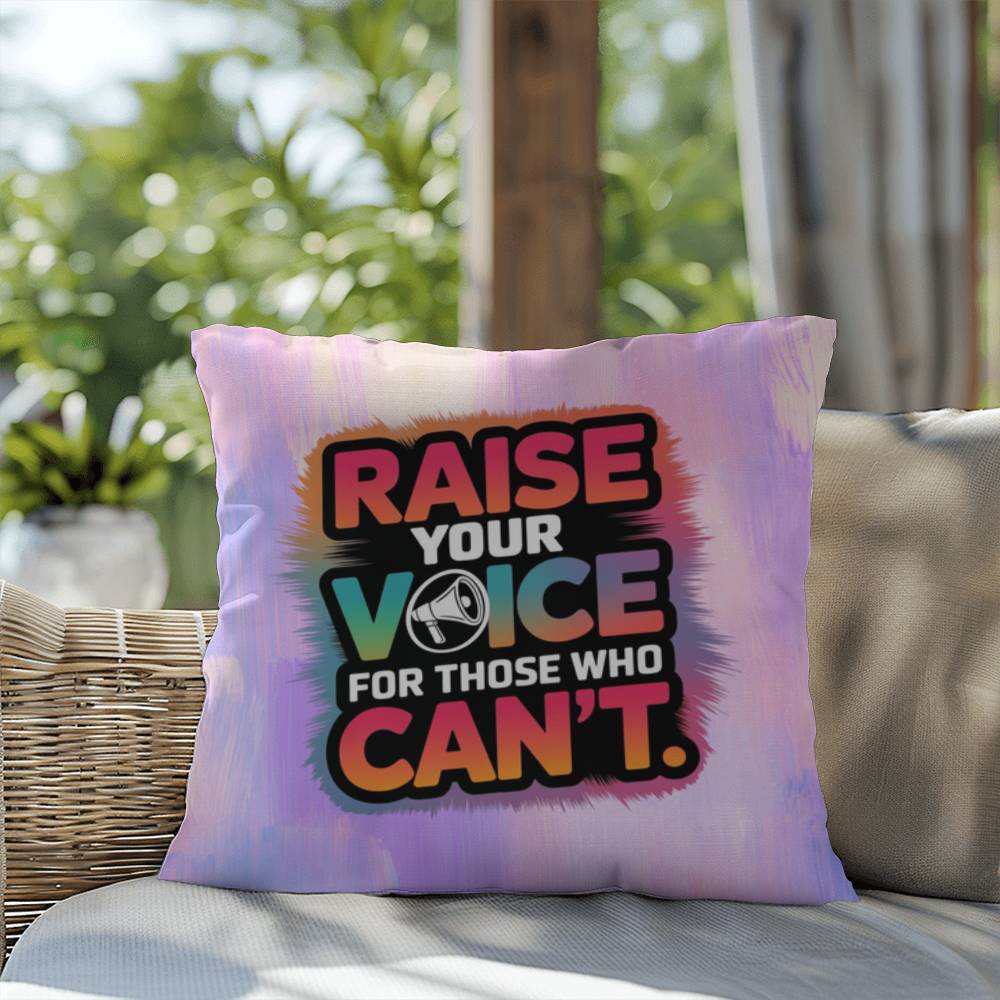 Rise & Reclaim Indoor/Outdoor Pillow – Voice for the Voiceless