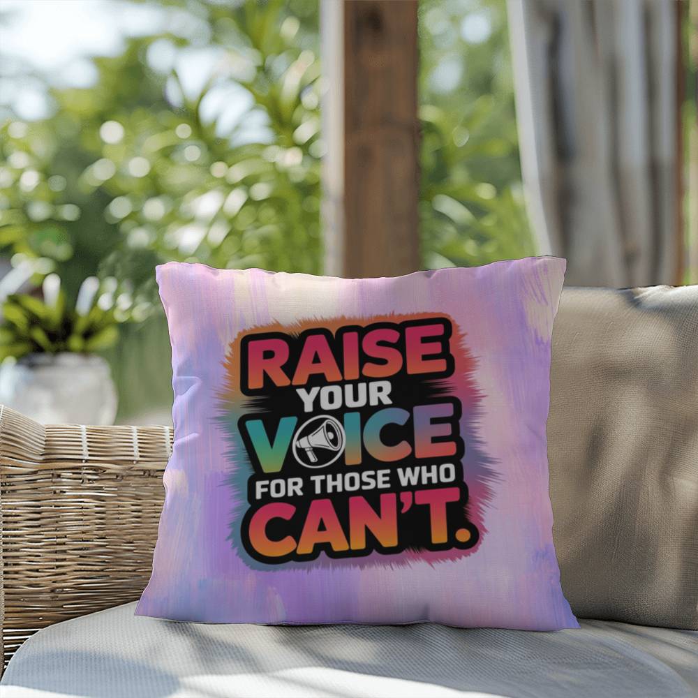 Rise & Reclaim Indoor/Outdoor Pillow – Voice for the Voiceless