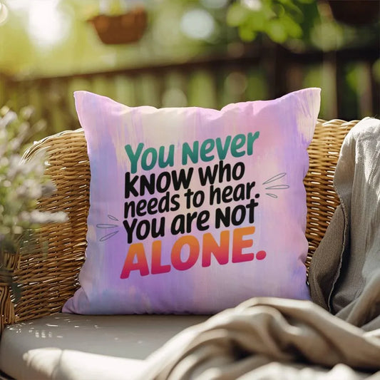 Shop our rise reclaim indoor outdoor pillow you never know featuring the 18" x 18" style option from MySisterIsASurvivor.