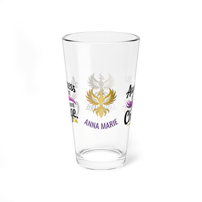 Rise & Reclaim Pint Glass – Awareness is the First Step Toward Change | Domestic Violence Awareness Glass