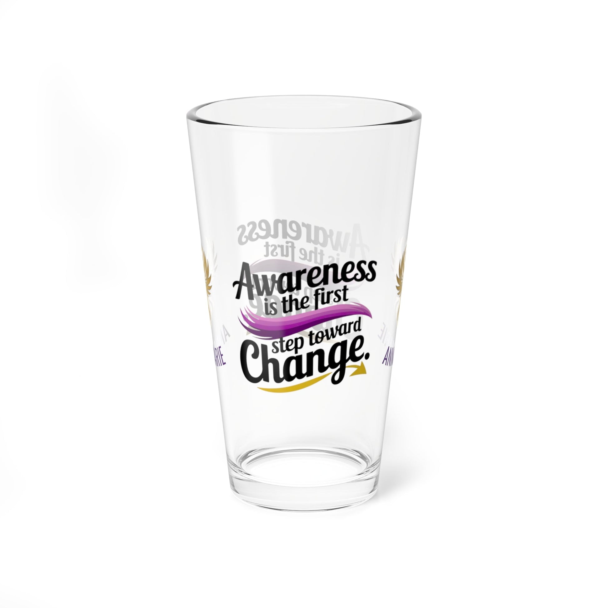 Rise & Reclaim Pint Glass – Awareness is the First Step Toward Change | Domestic Violence Awareness Glass