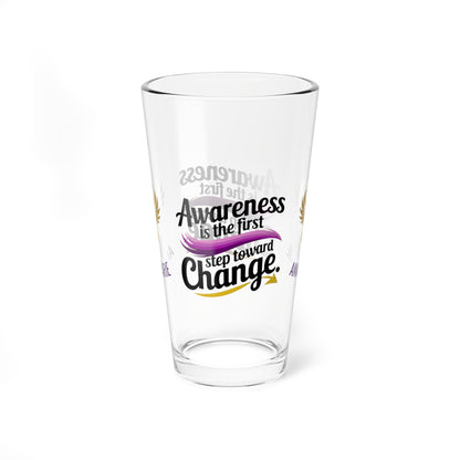 Rise & Reclaim Pint Glass – Awareness is the First Step Toward Change | Domestic Violence Awareness Glass