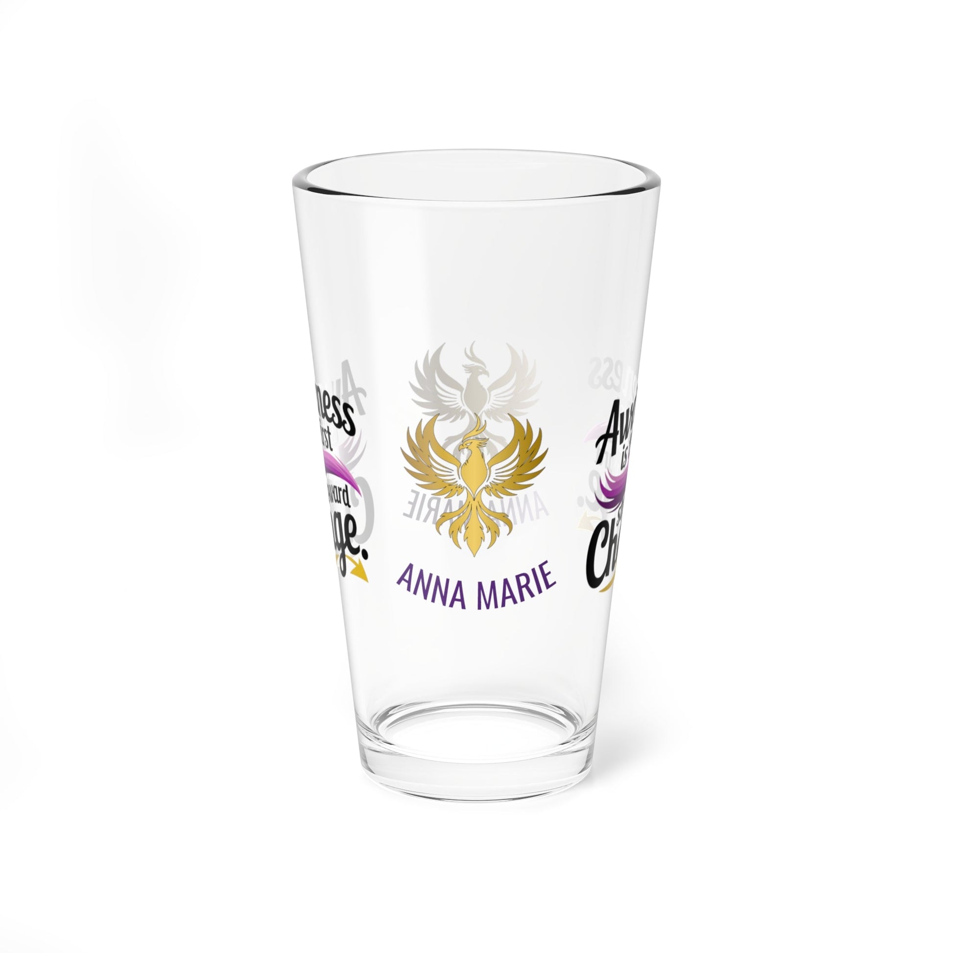 Rise & Reclaim Pint Glass – Awareness is the First Step Toward Change | Domestic Violence Awareness Glass