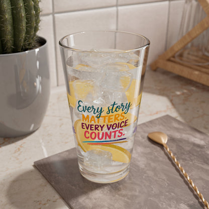 Rise & Reclaim Pint Glass – Every Story Matters. Every Voice Counts | DV Awareness Drinkware