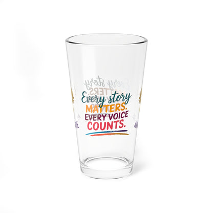 Rise & Reclaim Pint Glass – Every Story Matters. Every Voice Counts | DV Awareness Drinkware