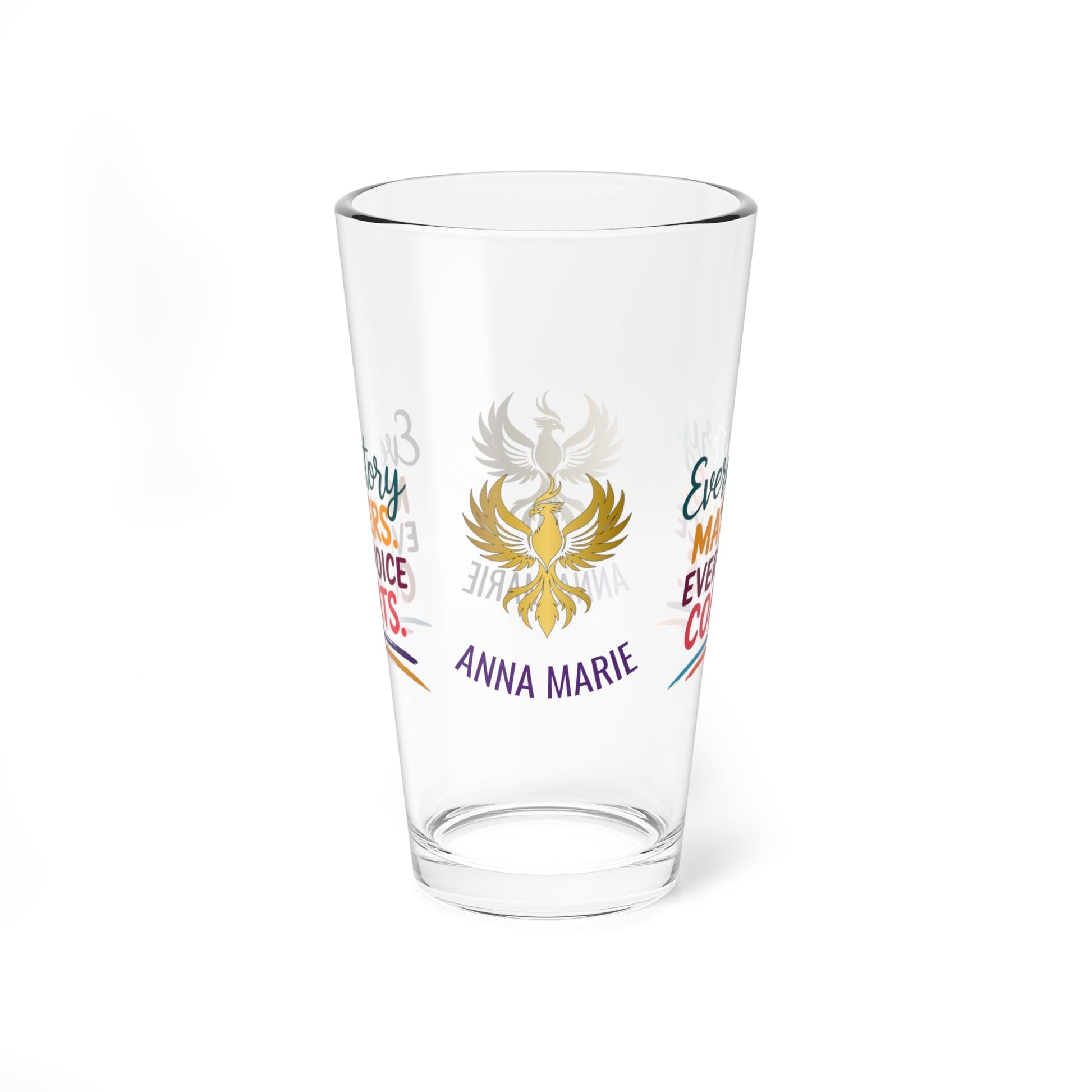 Rise & Reclaim Pint Glass – Every Story Matters. Every Voice Counts | DV Awareness Drinkware
