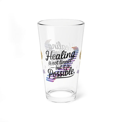Rise & Reclaim Pint Glass – Healing Is Not Linear – But It Is Possible | PTSD Awareness Glass