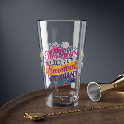 Rise & Reclaim Pint Glass – Her Scars Tell a Story of Survival, Not Shame | Survivor Quote Glass - MySisterIsASurvivor