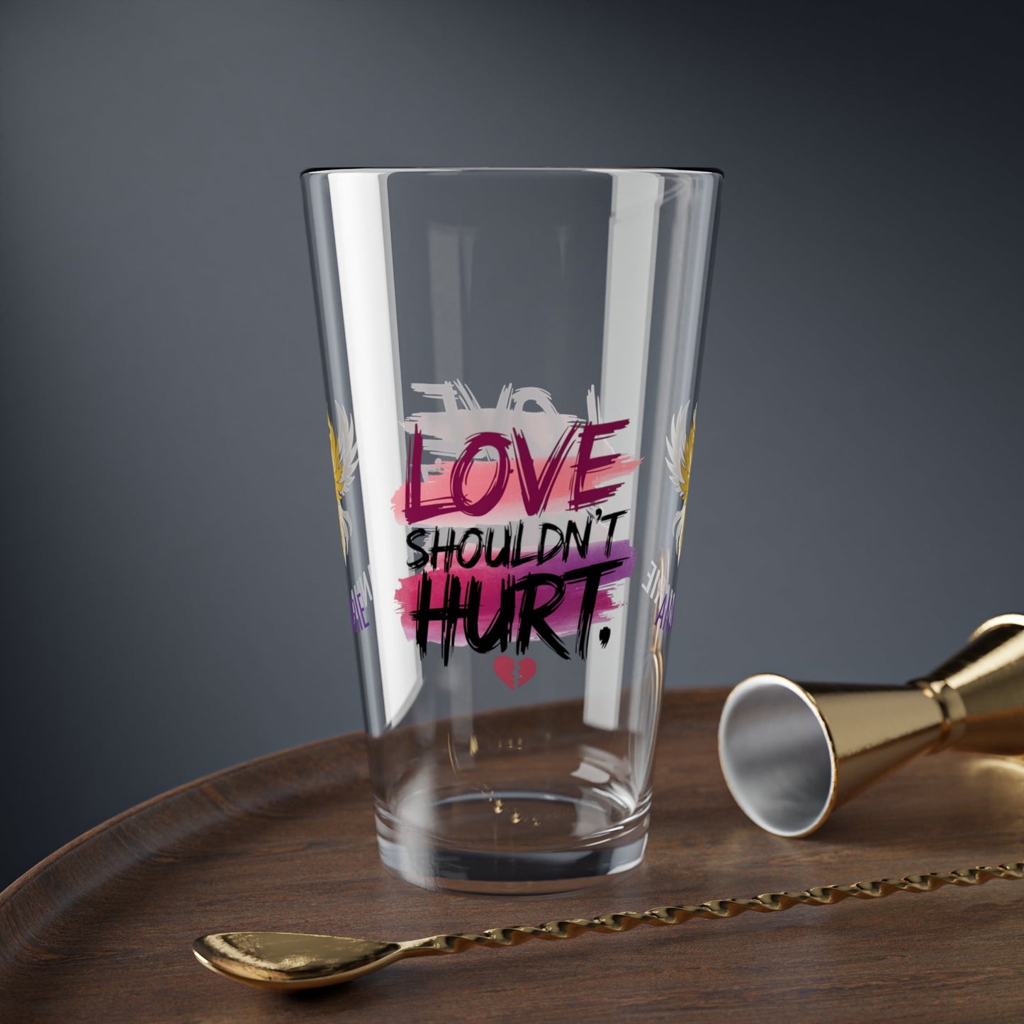 Rise & Reclaim Pint Glass – Love Shouldn't Hurt | DV Awareness and Empowerment Gift - MySisterIsASurvivor