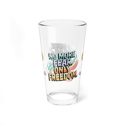 Rise & Reclaim Pint Glass – No More Fear. Only Freedom | Abuse Recovery Drinkware - MySisterIsASurvivor