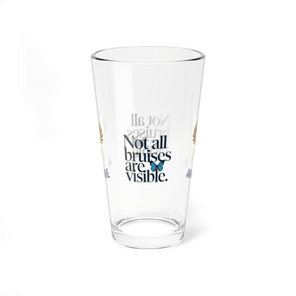 Rise & Reclaim Pint Glass – Not All Bruises Are Visible | Emotional Abuse Awareness Glass - MySisterIsASurvivor