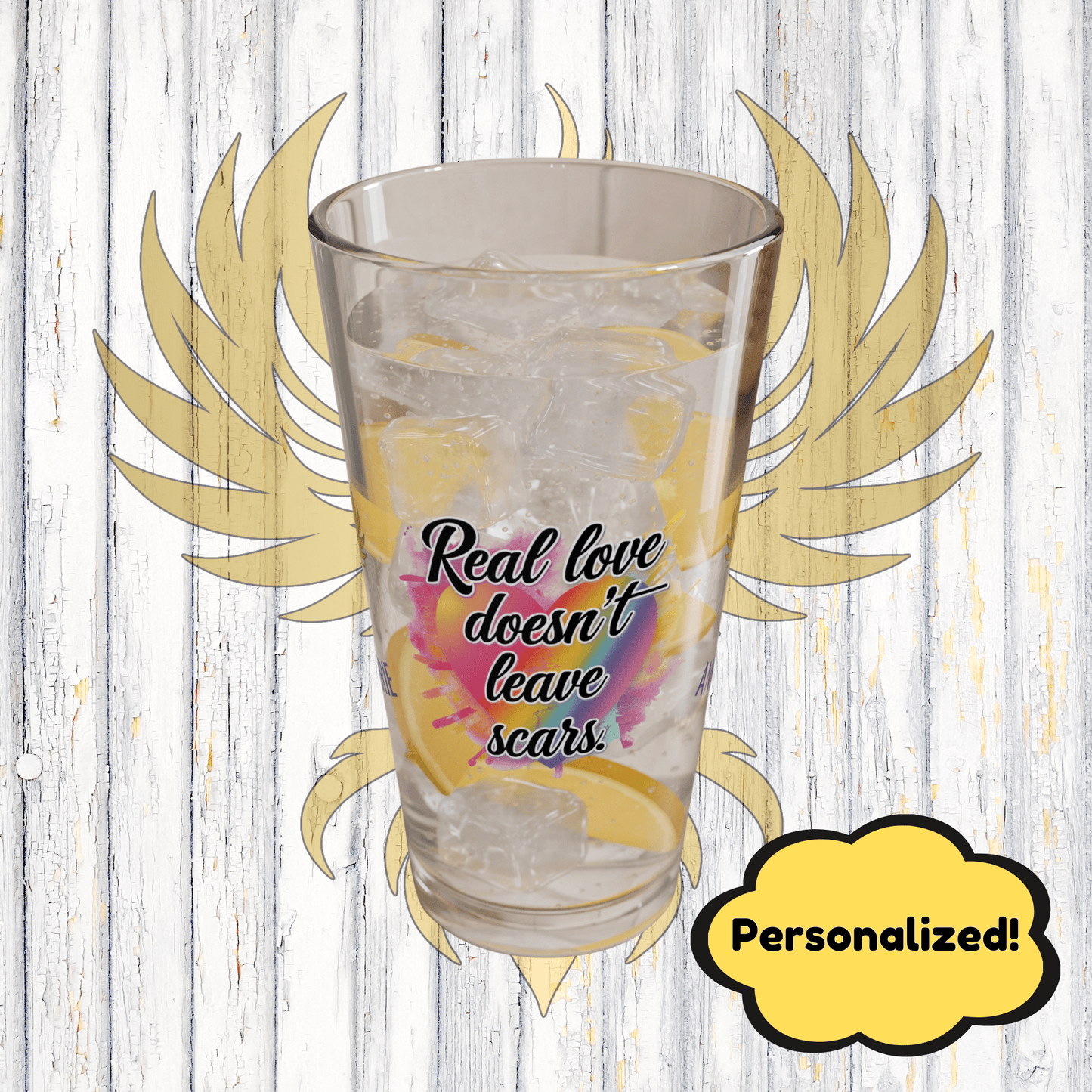 Rise & Reclaim Pint Glass – Real Love Doesn’t Leave Scars | DV Advocacy Pint Glass - MySisterIsASurvivor