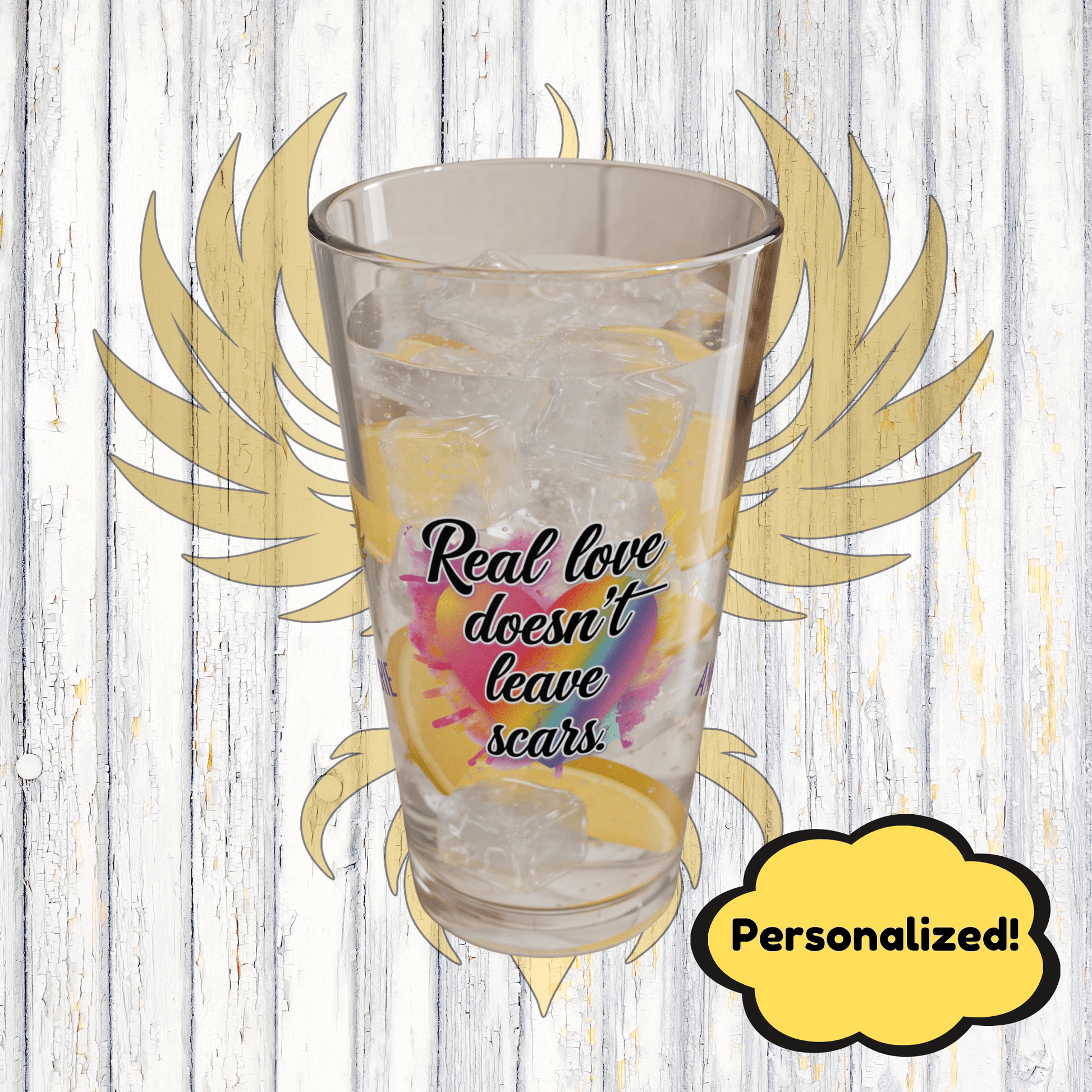 Rise & Reclaim Pint Glass – Real Love Doesn’t Leave Scars | DV Advocacy Pint Glass - MySisterIsASurvivor