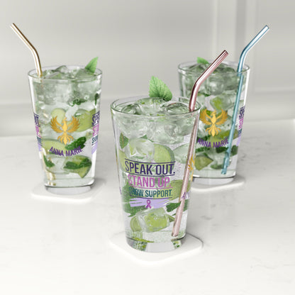 Rise & Reclaim Pint Glass – Speak Out. Stand Up. Show Support | Domestic Violence Advocacy - MySisterIsASurvivor