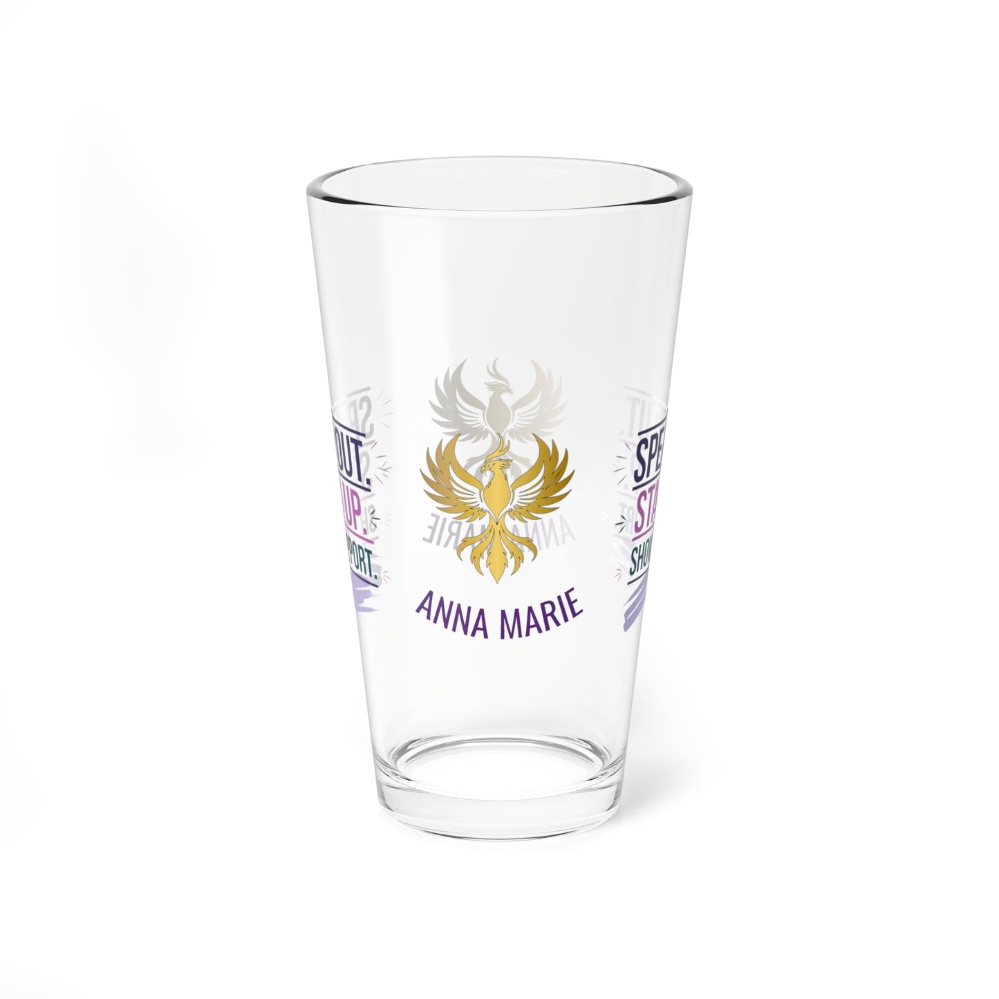 Rise & Reclaim Pint Glass – Speak Out. Stand Up. Show Support | Domestic Violence Advocacy - MySisterIsASurvivor