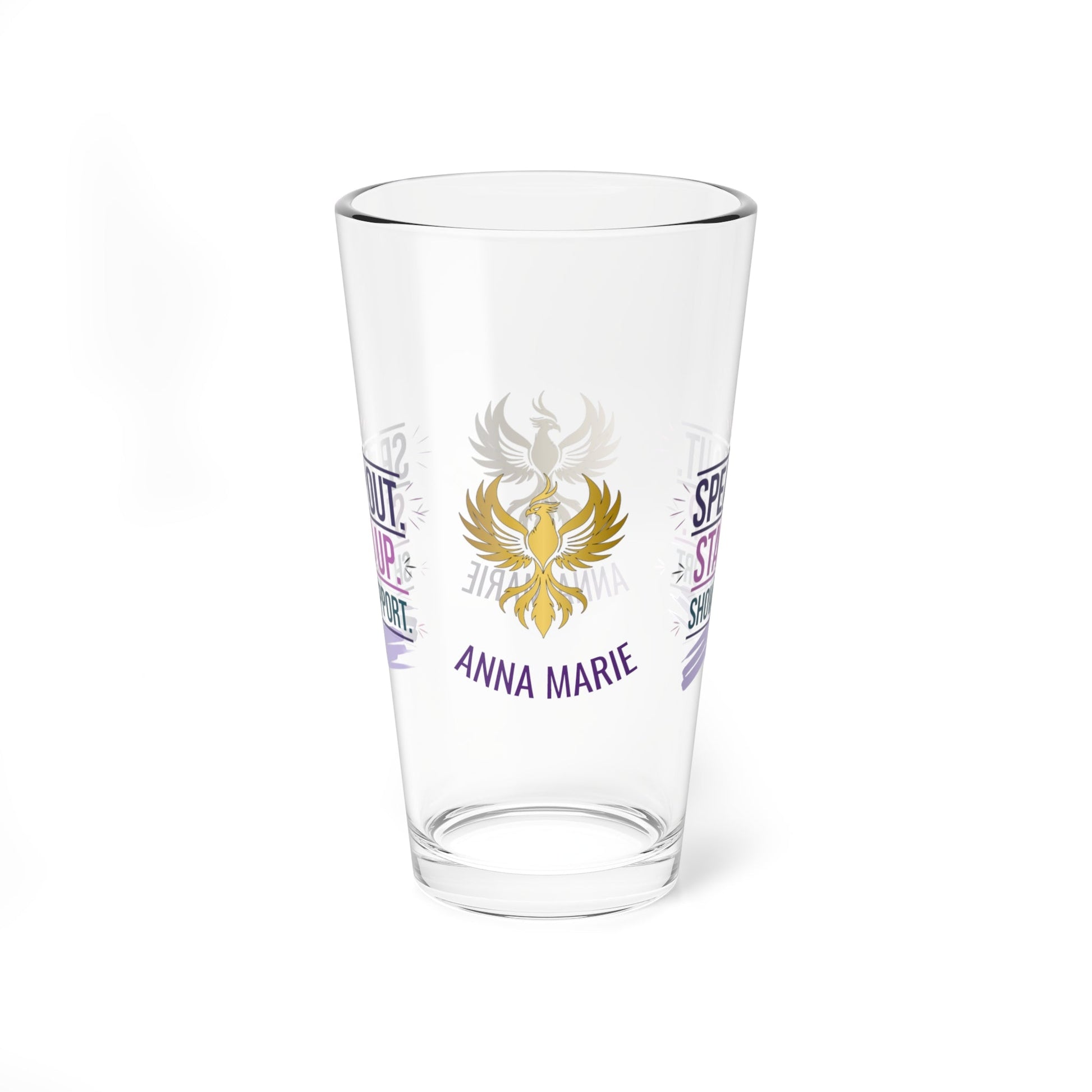 Rise & Reclaim Pint Glass – Speak Out. Stand Up. Show Support | Domestic Violence Advocacy - MySisterIsASurvivor