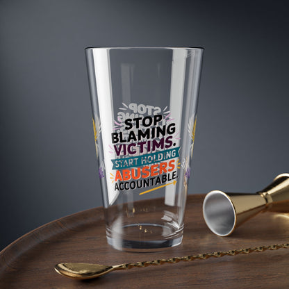 Rise & Reclaim Pint Glass – Stop Blaming Victims. Start Holding Abusers Accountable | DV Awareness - MySisterIsASurvivor
