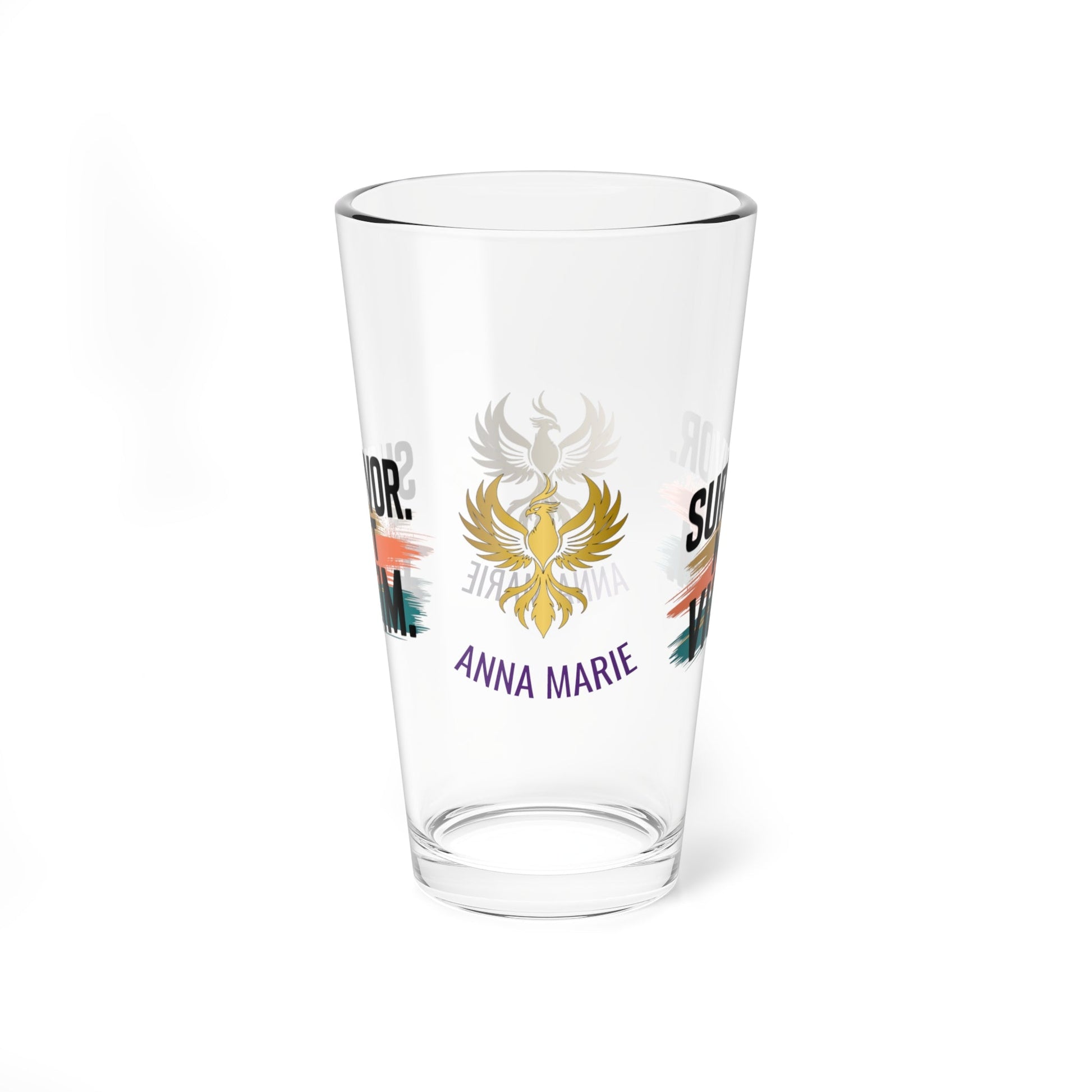 Rise & Reclaim Pint Glass – Survivor. Not Victim | Empowerment Drinkware for Survivors - MySisterIsASurvivor