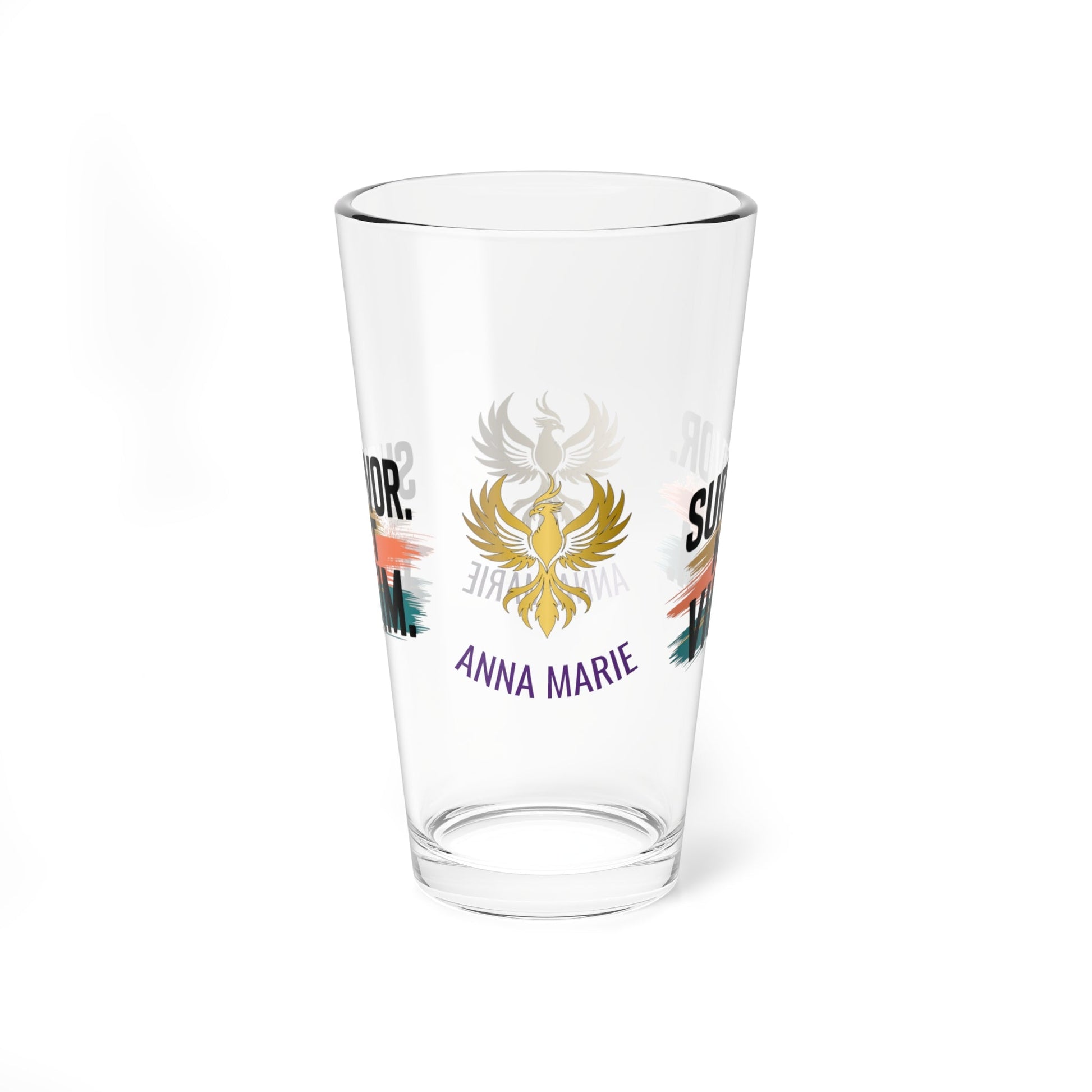 Rise & Reclaim Pint Glass – Survivor. Not Victim | Empowerment Drinkware for Survivors - MySisterIsASurvivor