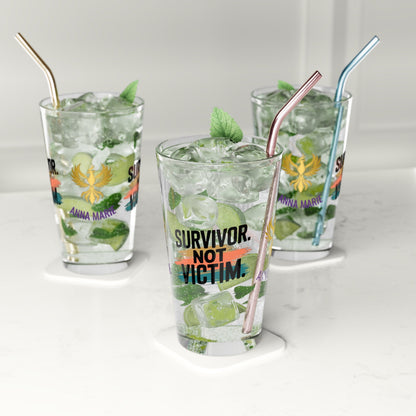Rise & Reclaim Pint Glass – Survivor. Not Victim | Empowerment Drinkware for Survivors - MySisterIsASurvivor