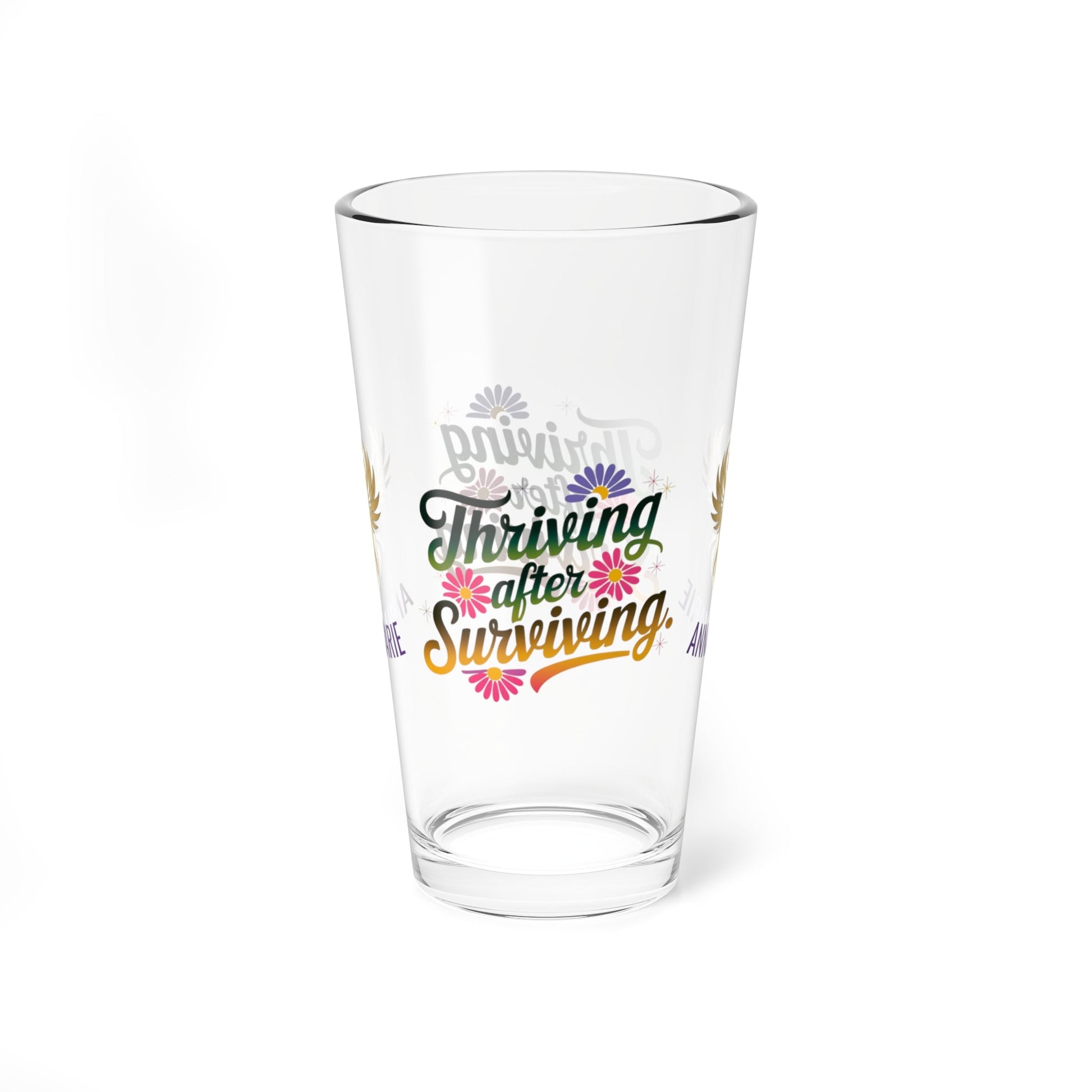 Rise & Reclaim Pint Glass – Thriving After Surviving | PTSD Recovery and Empowerment Gift - MySisterIsASurvivor