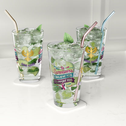 Rise & Reclaim Pint Glass – To Survivors: I Believe You. I Support You | Advocacy Pint - MySisterIsASurvivor