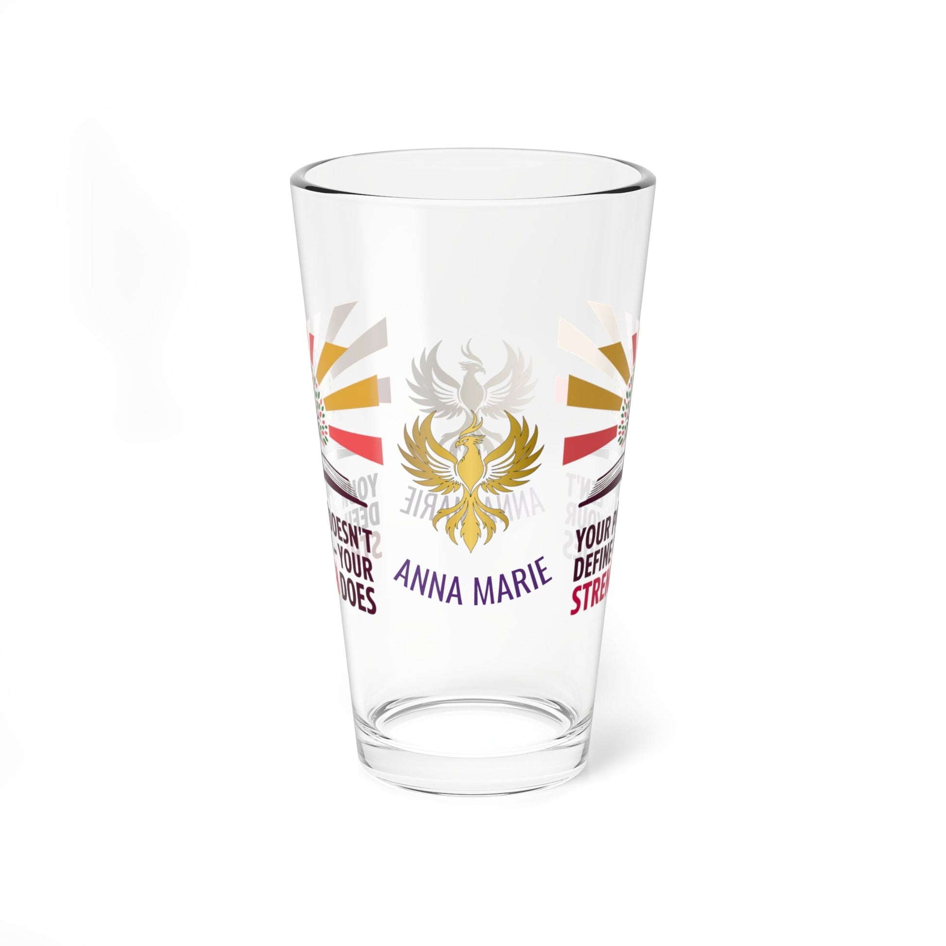 Rise & Reclaim Pint Glass – Your Past Doesn’t Define You – Your Strength Does | Trauma Recovery