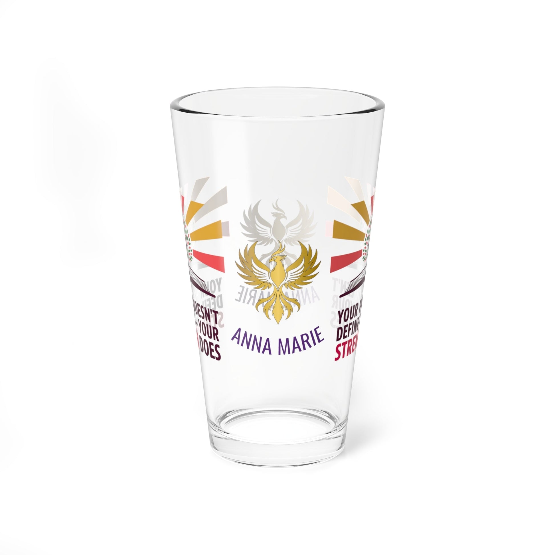 Rise & Reclaim Pint Glass – Your Past Doesn’t Define You – Your Strength Does | Trauma Recovery
