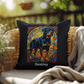 Black & Rust Rottweiler Pillow, custom name stained glass art for dog lovers