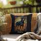 Black & Rust Rottweiler Pillow, custom name stained glass art for dog lovers