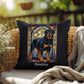 Black & Tan Rottweiler Pillow, personalized stained glass art for dog décor and pet lovers