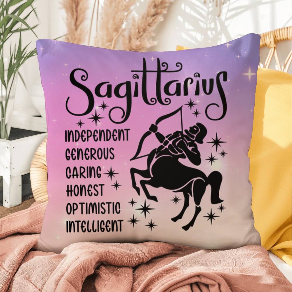 Sagittarius zodiac pillow with adventurous design for free-spirited spaces