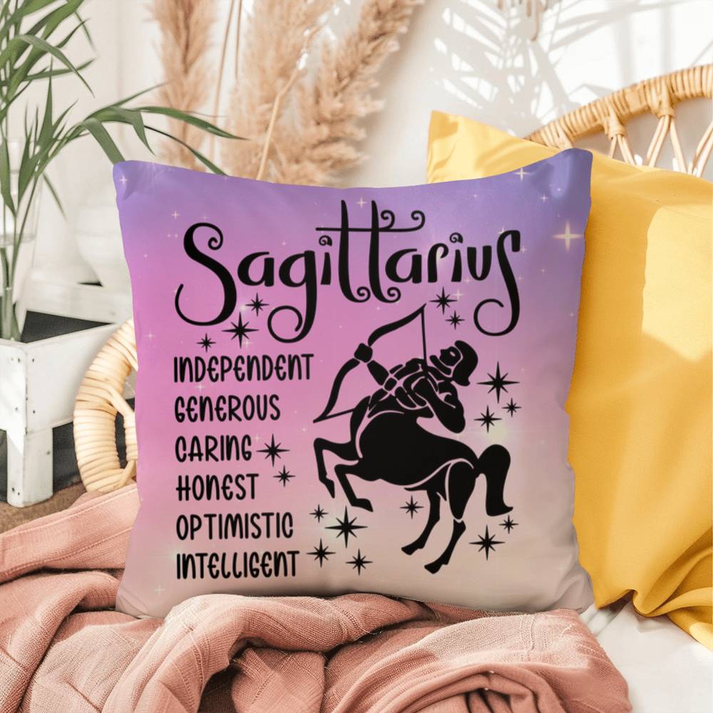 Sagittarius zodiac pillow with adventurous design for free-spirited spaces
