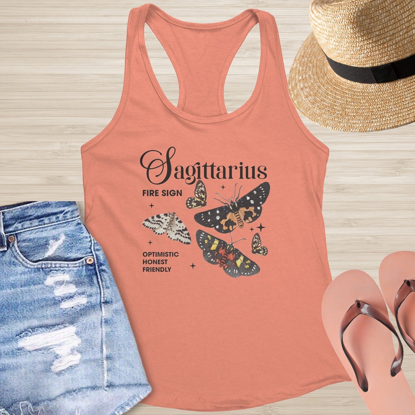 Sagittarius Butterfly Racerback Tank - Free - Spirited Healing Tank for Astrology Lovers - MySisterIsASurvivor