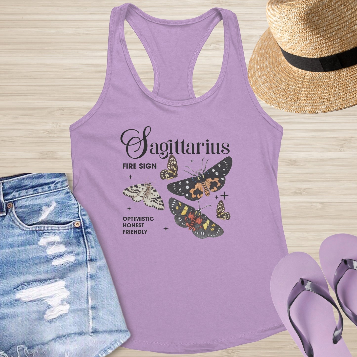Sagittarius Butterfly Racerback Tank - Free - Spirited Healing Tank for Astrology Lovers - MySisterIsASurvivor