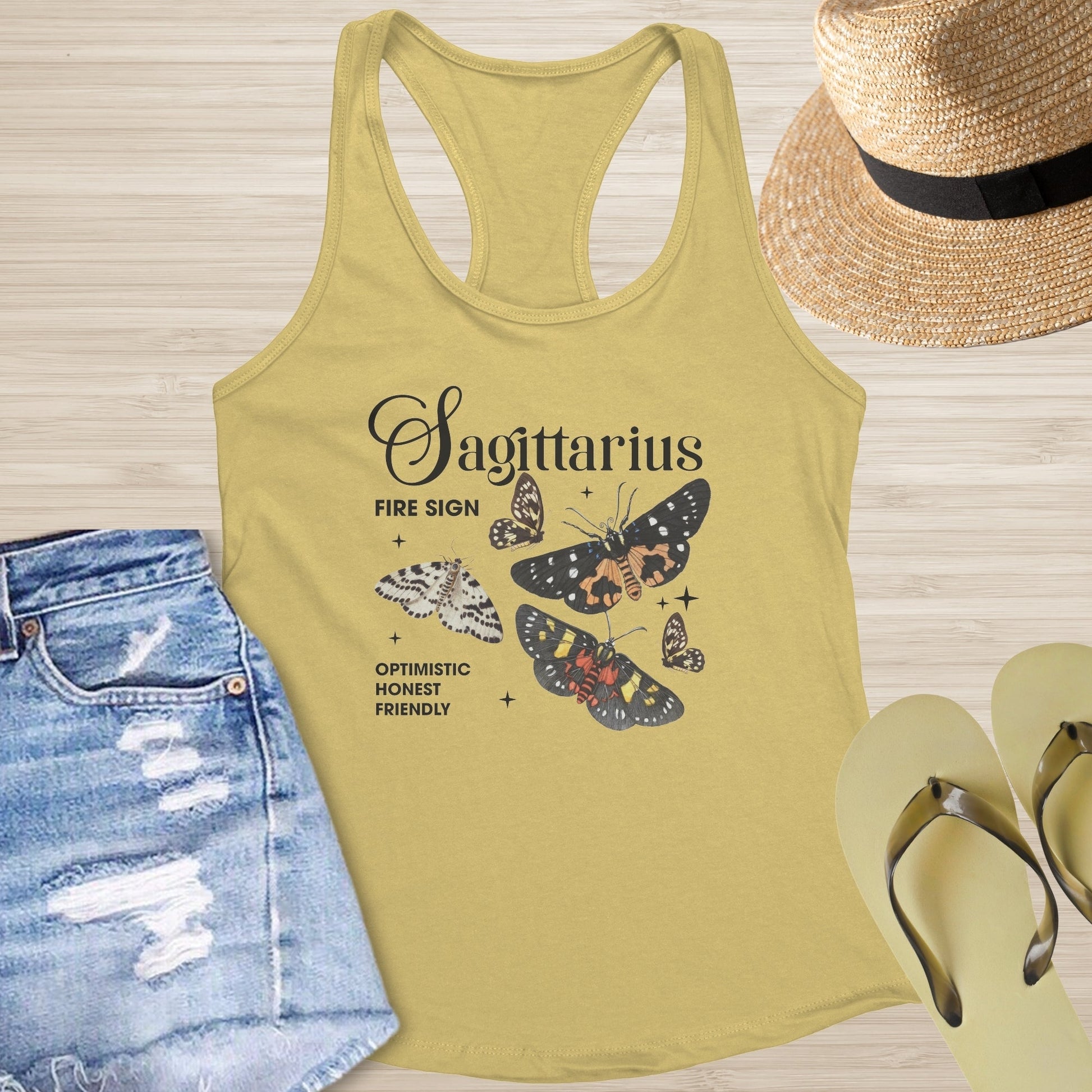 Sagittarius Butterfly Racerback Tank - Free - Spirited Healing Tank for Astrology Lovers - MySisterIsASurvivor