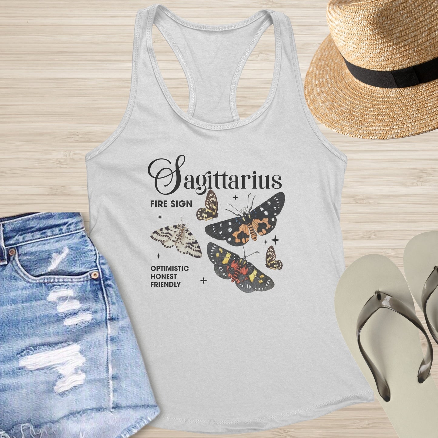 Sagittarius Butterfly Racerback Tank - Free - Spirited Healing Tank for Astrology Lovers - MySisterIsASurvivor