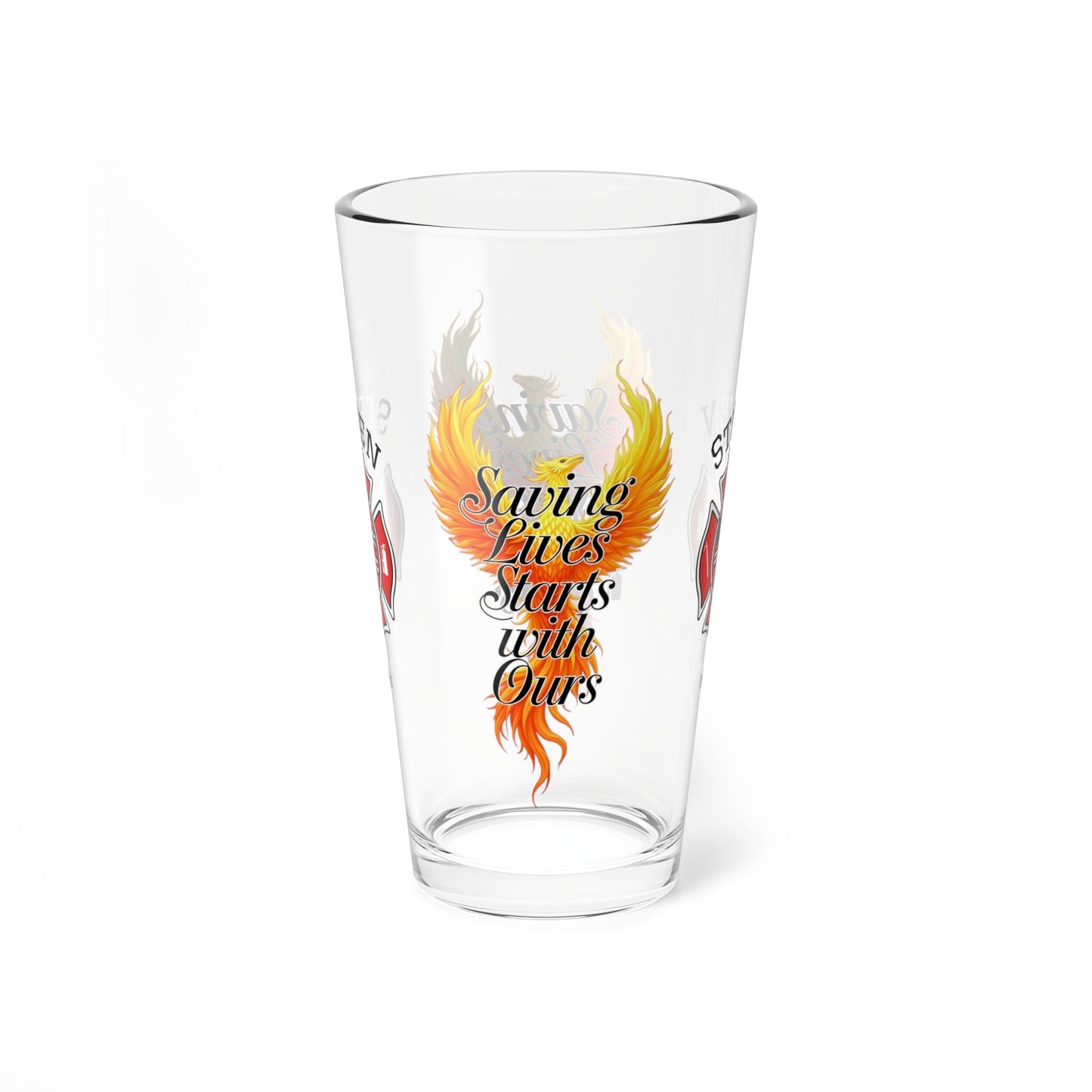 Saving lives starts with ours – firefighter mental health pint glass encouraging self-care and support. - MySisterIsASurvivor
