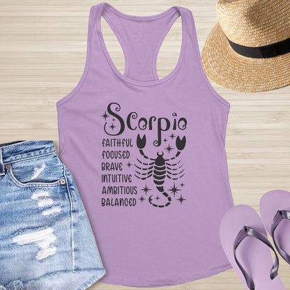 Scorpio Racerback Tank - Deep Emotional Wellness Shirt for Transformation & Focus - MySisterIsASurvivor