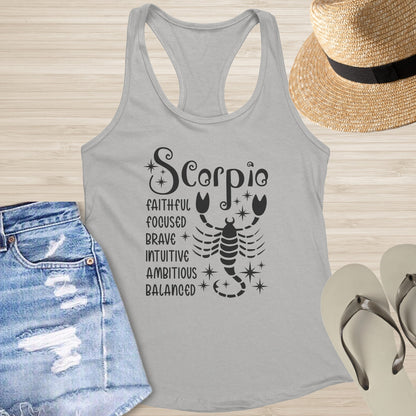 Scorpio Racerback Tank - Deep Emotional Wellness Shirt for Transformation & Focus - MySisterIsASurvivor