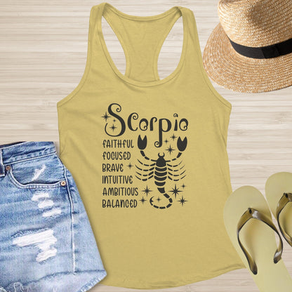 Scorpio Racerback Tank - Deep Emotional Wellness Shirt for Transformation & Focus - MySisterIsASurvivor