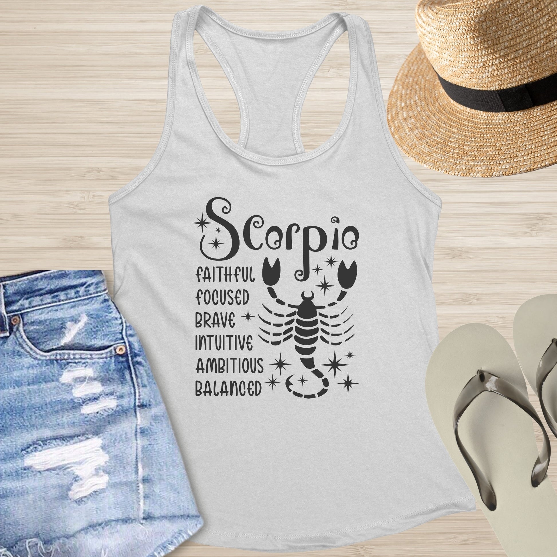 Scorpio Racerback Tank - Deep Emotional Wellness Shirt for Transformation & Focus - MySisterIsASurvivor