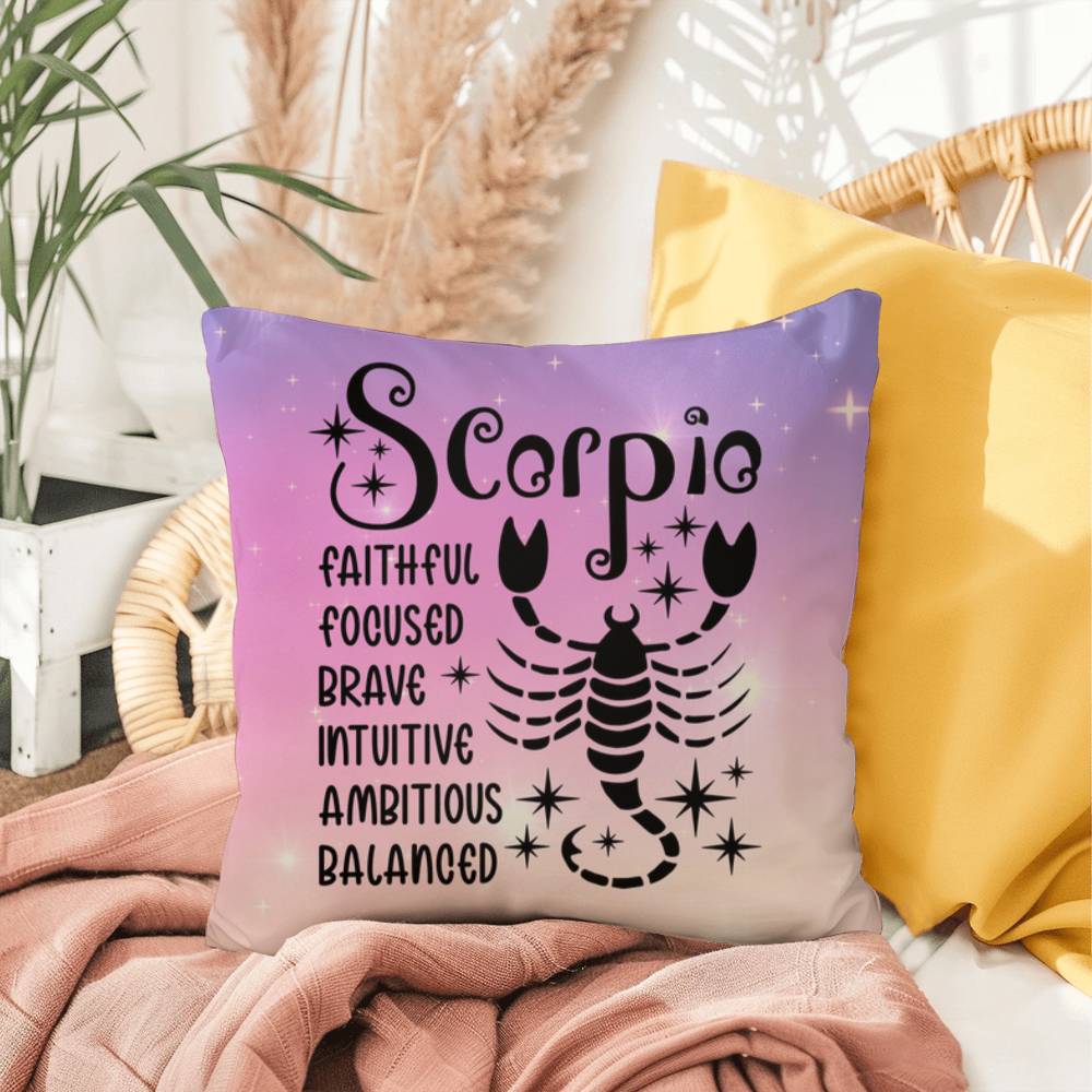 Scorpio zodiac pillow with intense celestial design for bold astrology fans
